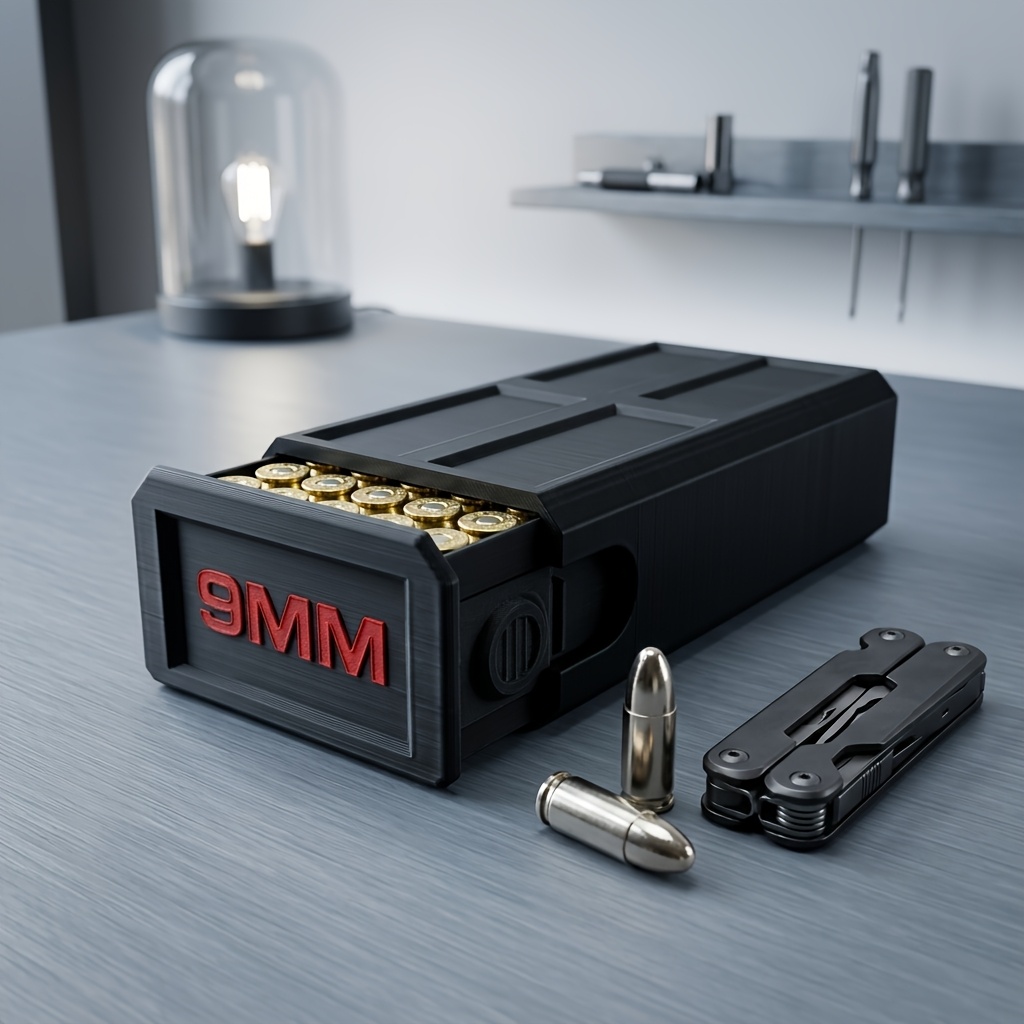 Enclosure 3D Printing - 3D Printed 9mm Ammo Box, 50-Round