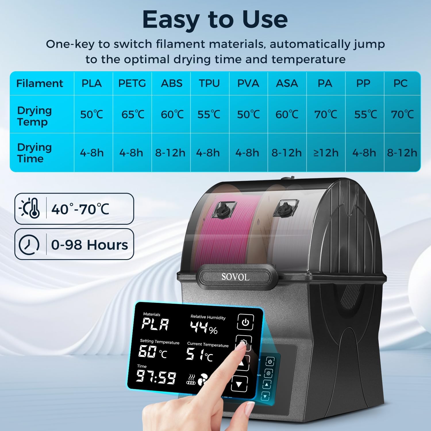 Sovol Filament Dryer SH02 Dry  - 3D Printing Deck Box review and price